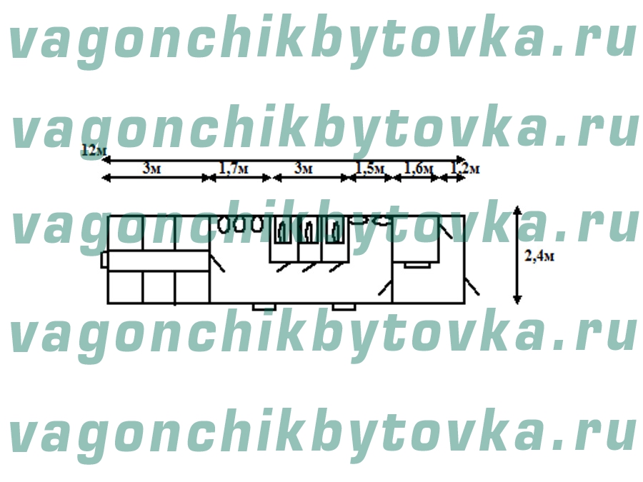 Санузел из вагончика 12м